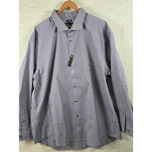 Kenneth Cole AWEARNESS Dress Shirt Mens 19 34/35 Slim Fit Blue Gingham NEW